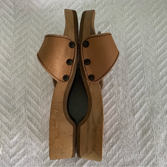Women’s 7 Vintage 70’s Dr. Scholls Natural Wheat Wooden Exercise Sandals AUSTRIA - Picture 12 of 16